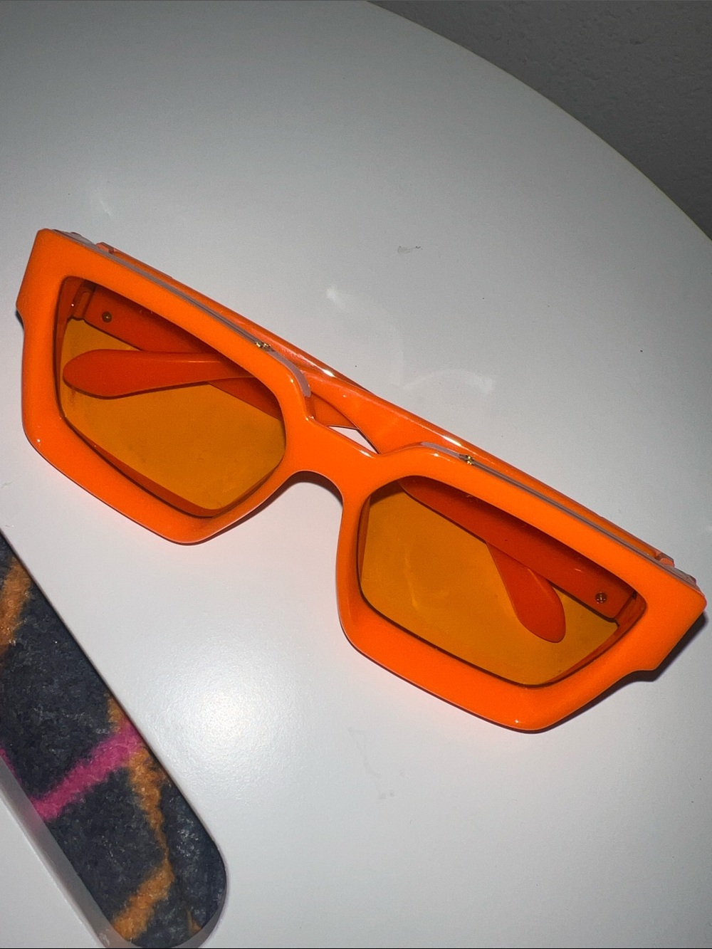 Bold Orange Rectangular Sunglasses